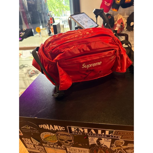 Supreme Other - Supreme FW17 Waist Bag Red Ripstop Nylon Box Logo Fanny Pack Hip Bag Streetwear